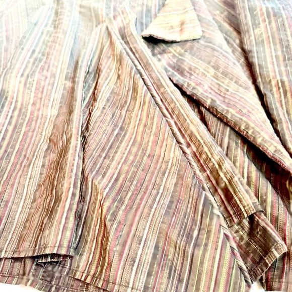 Shimmery Stripes Flared Layered Pouf Long Skirt - Picture 3 of 5